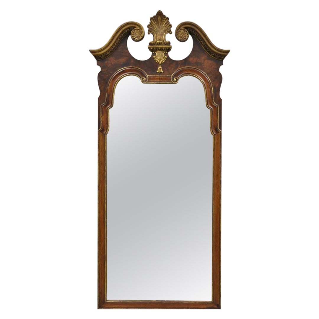 Antique Chippendale Style Mahogany Broken Arch Gold Gilt Wall Mirror