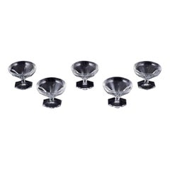 Baccarat, France. Set of five Art Deco champagne bowls in clear crystal glass.