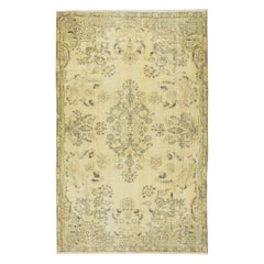 Alfombra de diseño de jardín turco vintage teñida en amarillo 4 Interior moderno de 5,5 x 9 pies