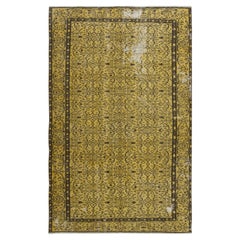 5.2x8.6 Ft Vintage Handmade Shabby Chic Area Rug in Yellow 4 Modern Interiors