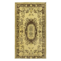 3.7x6.5 Ft Overdyed Yellow Turkish Accent Rug, Modern Handmade Floor Covering (tapis d'accent turc surteint jaune, revêtement de sol fait à la main)