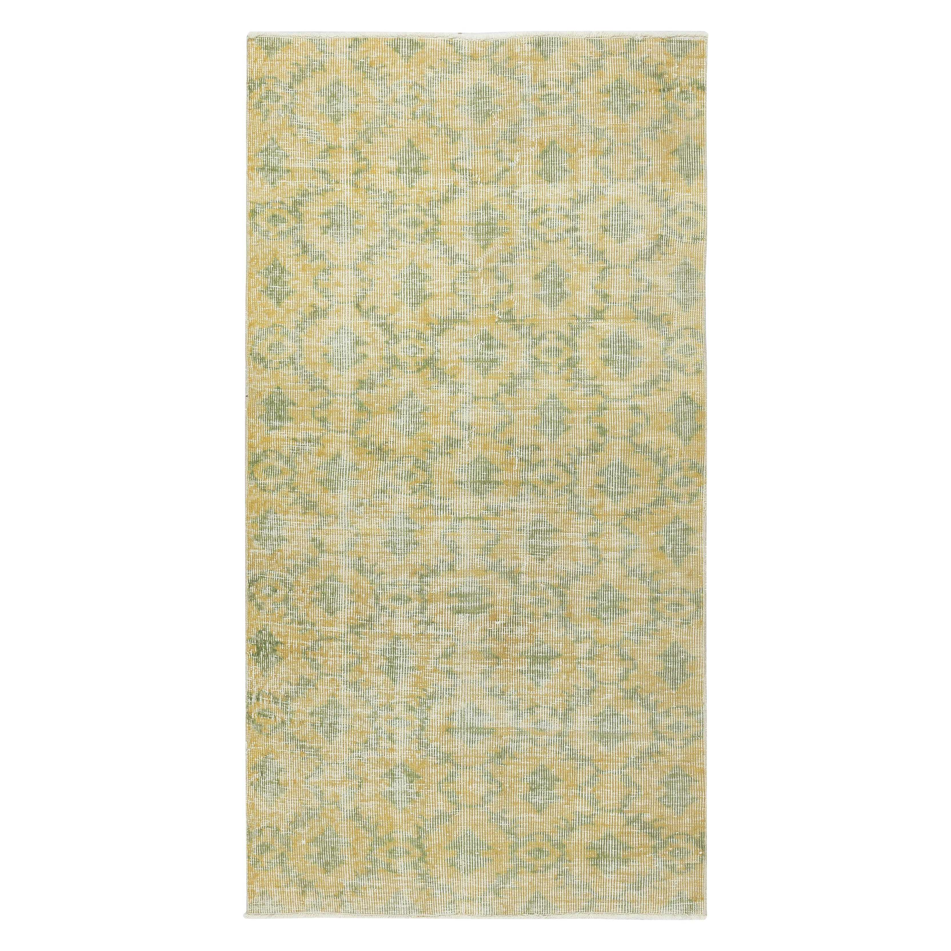 3x6 Ft Yellow Color Handmade Turkish Wool Rug, Floral Design Accent Rug For Sale