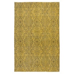 6.6x10 Ft Modern Handmade Turkish Floral Patterned Area Rug in Yellow Color