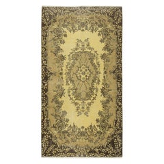 4x6.8 Ft Vintage Handmade Turkish Area Rug dyed in Yellow 4 Modern Interiors