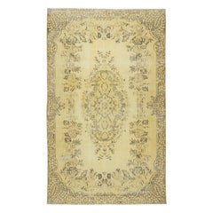 5.4x8.8 Ft Yellow Color Overdyed Modern Turkish Rug, Handmade Floor Covering