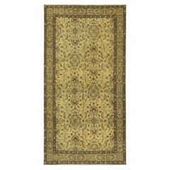 3.5x6.8 Ft Vintage Handmade Turkish Floral Rug dyed in Yellow 4 Modern Interiors