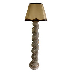 19th C. Italian Column Lamp w/ Parchment Shade