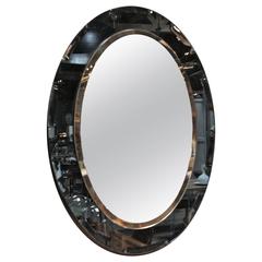 Italian 1960s Cobalt Blue Glass Rim Framed Mirror