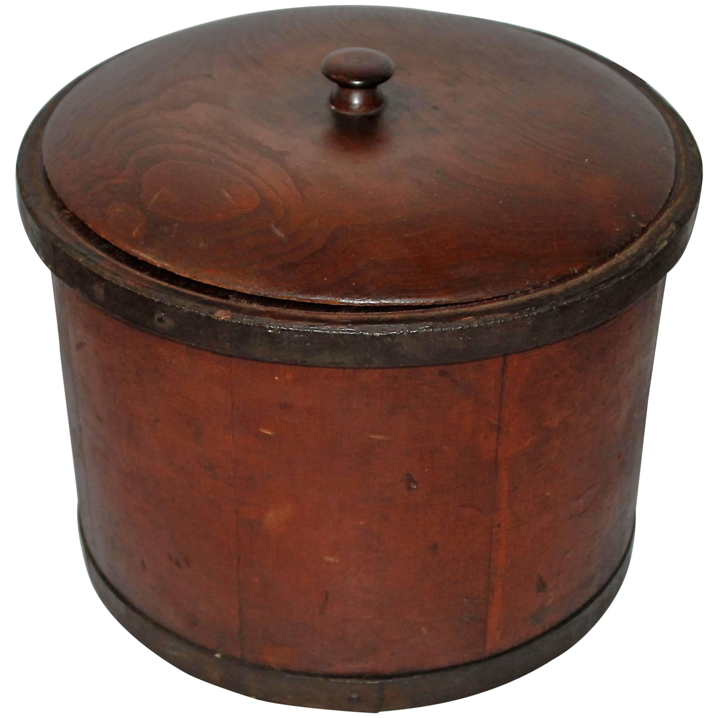 Unusual 19th Century Original Red Painted Storage Box