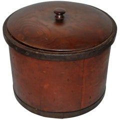 Unusual 19th Century Original Red Painted Storage Box