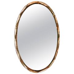 Italian 1960s Rose Gold Oval Mirror 1