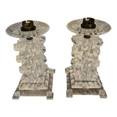 Pair of bedside lamps in plexiglass
