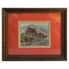 Marjorie Reed, 1915-1996, "The Old Deadwood Stage" Western Oil Painting