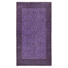 3.8x6.8 Ft Contemporary Floral Accent Rug in Purple, Hand-Knotted in Turkey (Tapis d'accent floral contemporain en violet, noué à la main en Turquie)