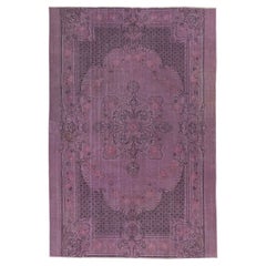 Türkischer Vintage-Teppich in lila Farbe, 6.2x9.2 Ft, im Vintage-Stil, überzogen für modernes Interieur