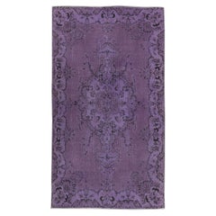 4x7 Ft Handmade Vintage Accent Rug redyed in Purple Color for modern interiors