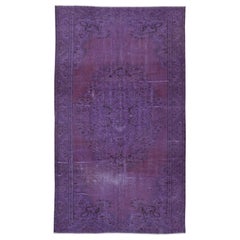 Moderner lilafarbener 5,5x9.7 Ft moderner Teppich, handgefertigter türkischer Teppich, böhmischer Wohndekor
