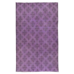 Alfombra de lana turca moderna hecha a mano con diseño floral, color púrpura de 1,5 x 1,8 metros