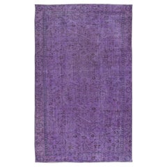 Tappeto di area antibatterico fatto a mano 5.2x8.4 Ft, colore viola Tappeto turco fatto a mano