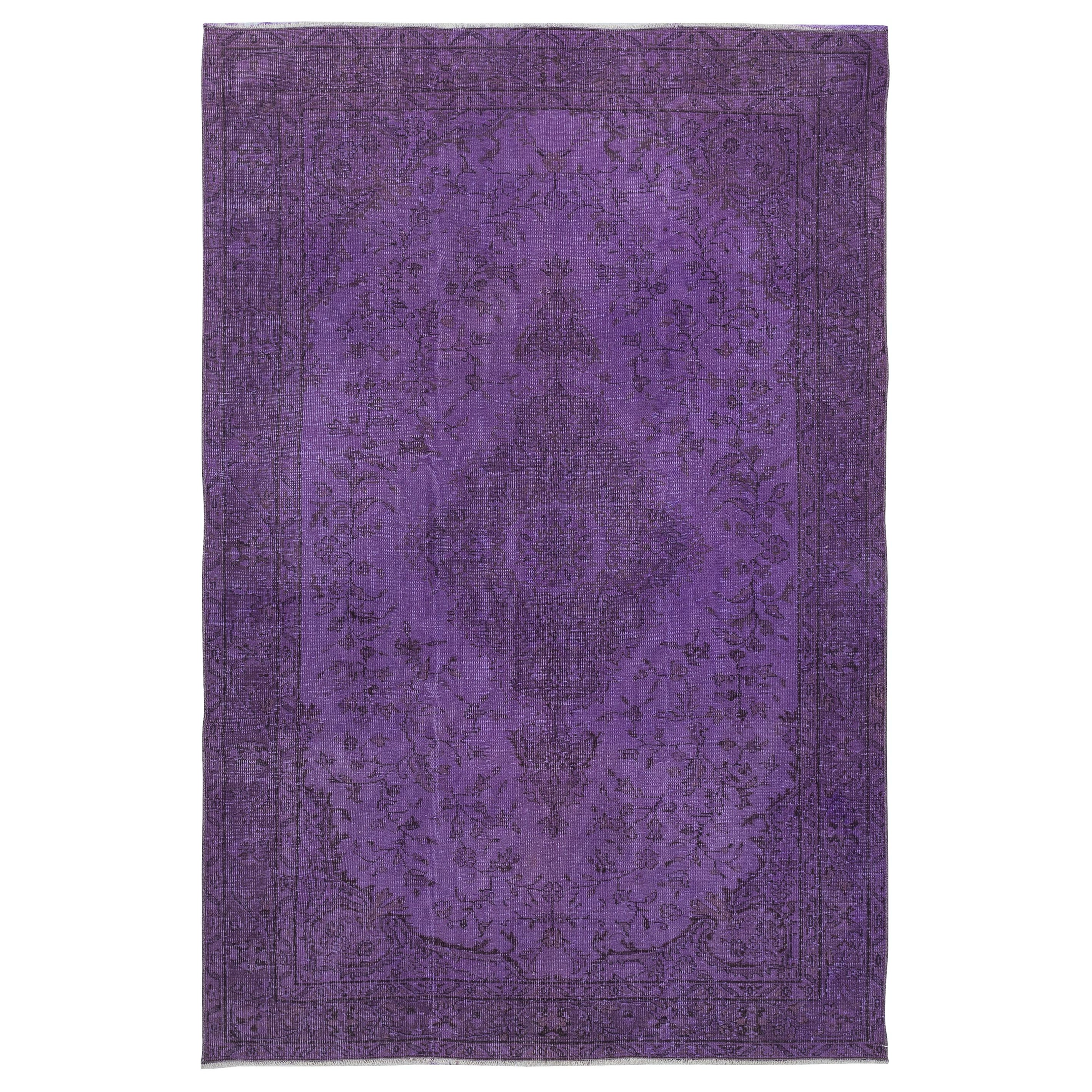5.7x8.6 Ft Decorative Purple Tapis de sol Hand Made. Revêtement de sol turc moderne en vente