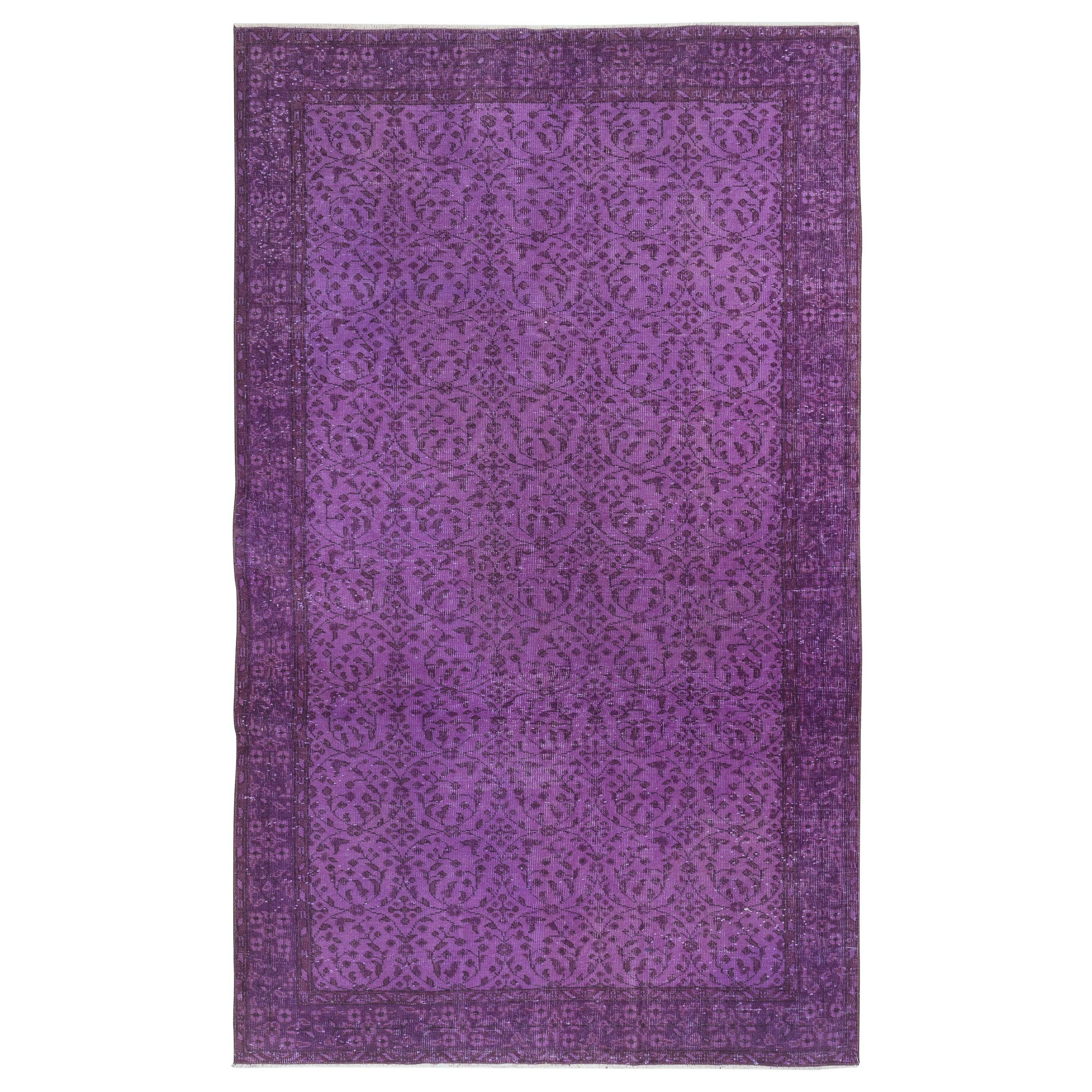 Tappeto moderno antibatterico 5.5x9.3 Ft in viola, Hand Made in Turchia
