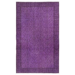 Alfombra antibacteriana moderna de color morado, 5,5 x 9,3 pies, hecha a mano en Turquía