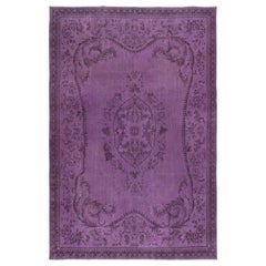 7x10,5 Ft Moderner lilafarbener Teppich, handgefertigter türkischer Teppich, böhmischer Wohndekor
