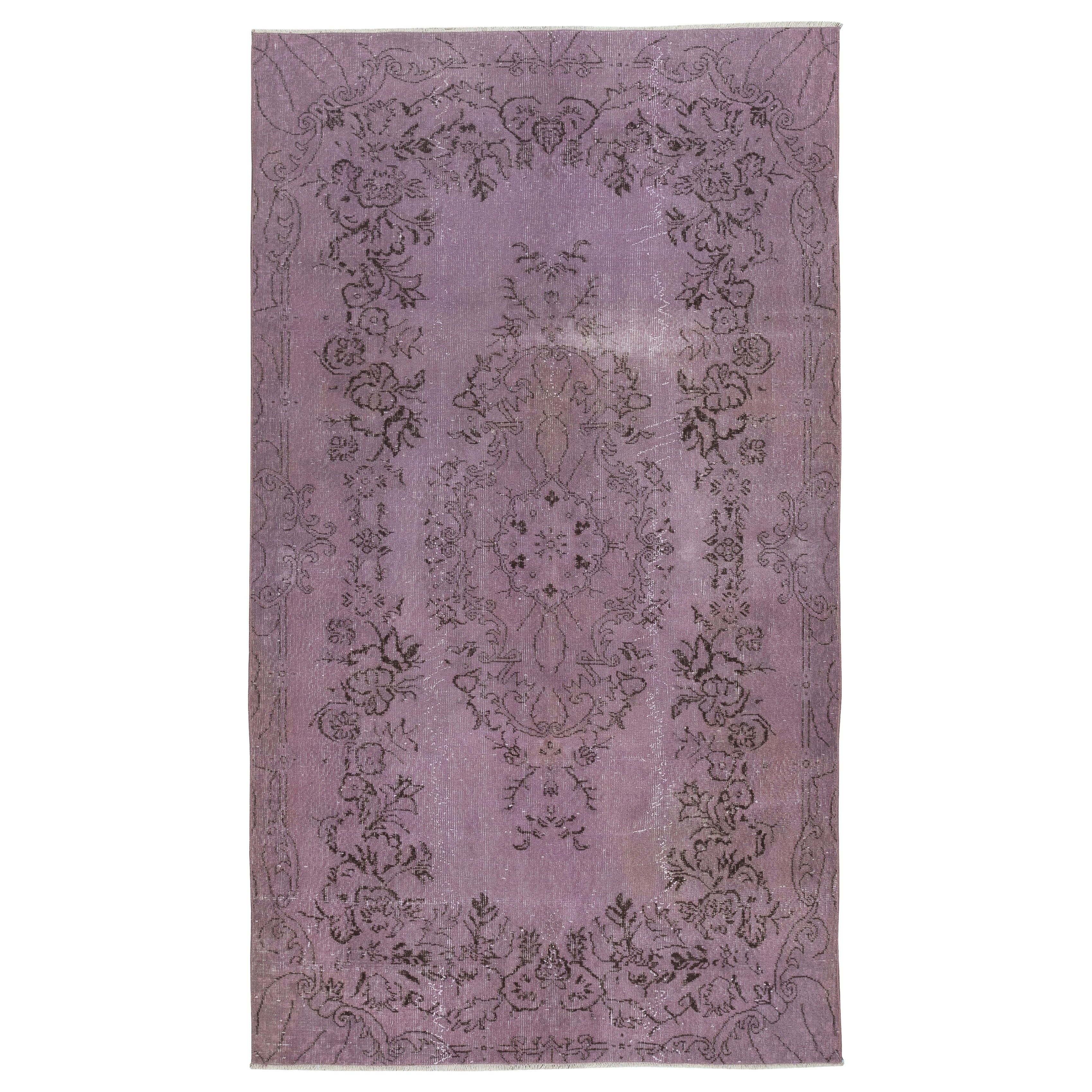 Tappeto moderno antibatterico 5x8.8 Ft in viola, Hand Made in Turchia