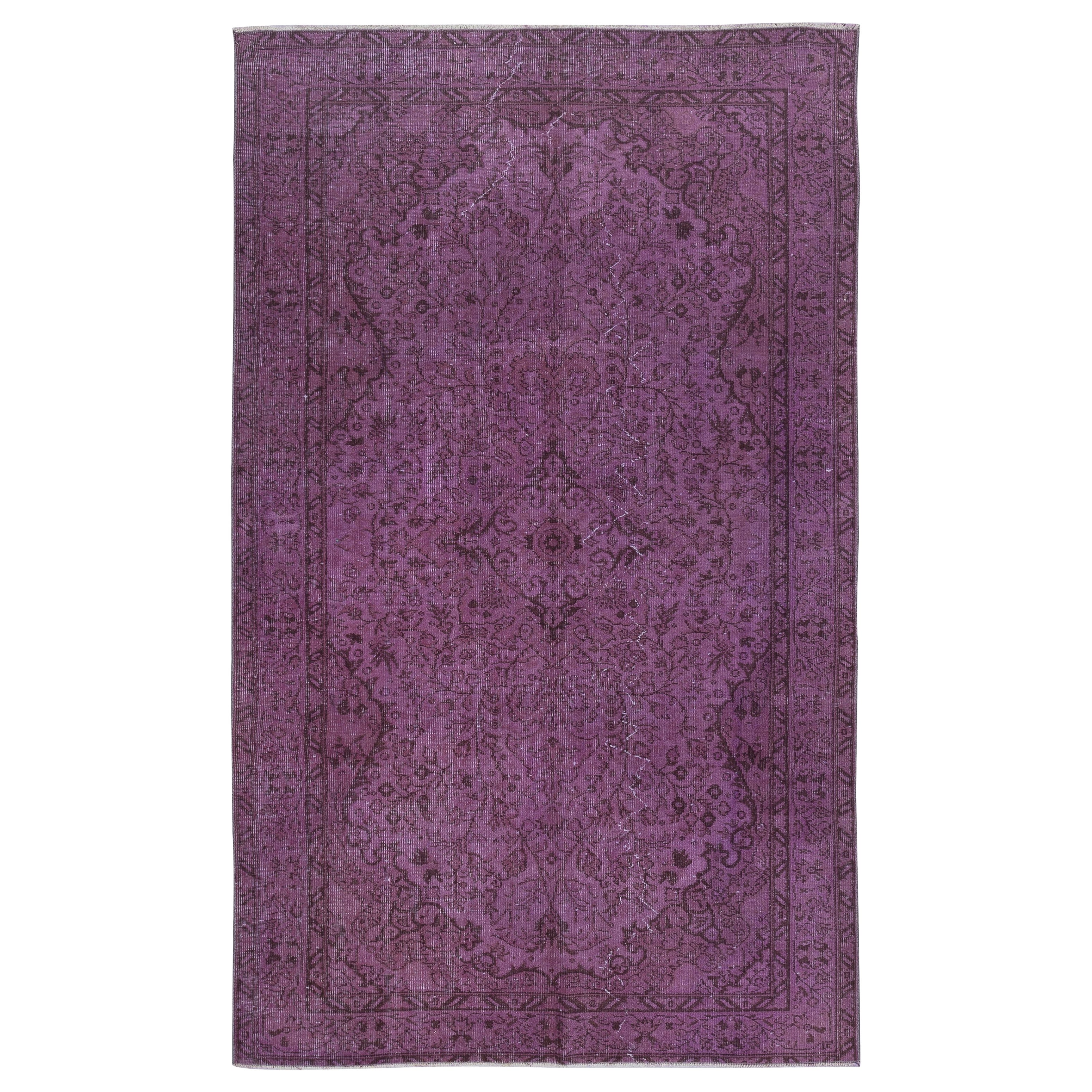 5.4x8.8 Ft Purple Color Handmade Area Rug from Turkey, Great 4 Modern Interiors