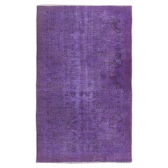 5x8.3 Ft Vintage Turkish Area Rug redyed in Purple Color for modern interiorss