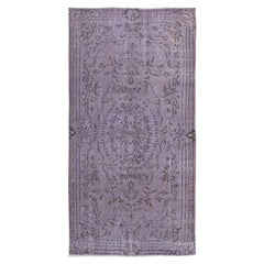 4,6x9 Ft Mauve lilafarbener Teppich, handgefertigter türkischer Bodenteppich, Home Decor, handgefertigt