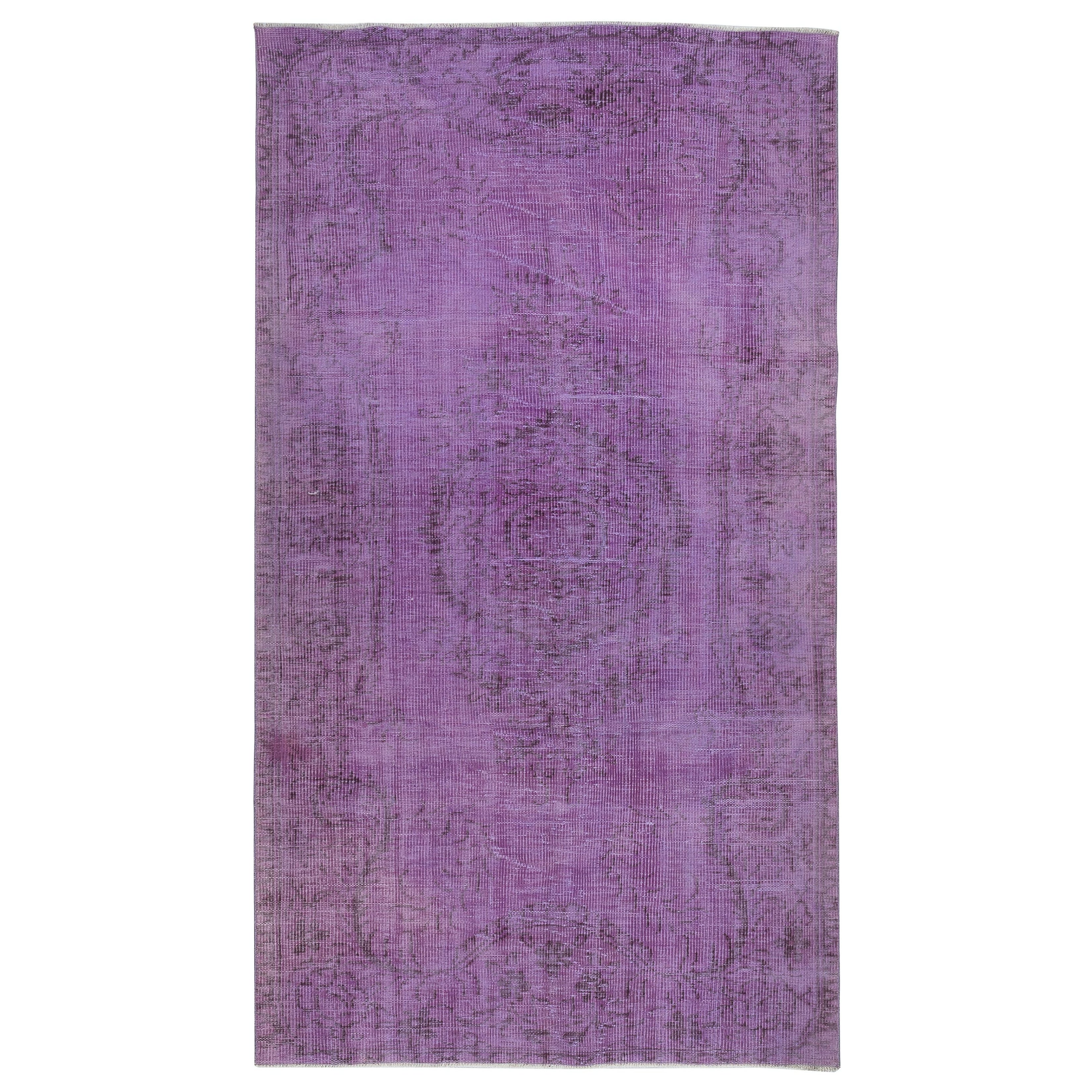5x8.8 Ft Contemporary Hand Knotted Turkish Wool Area Rug in Purple Color