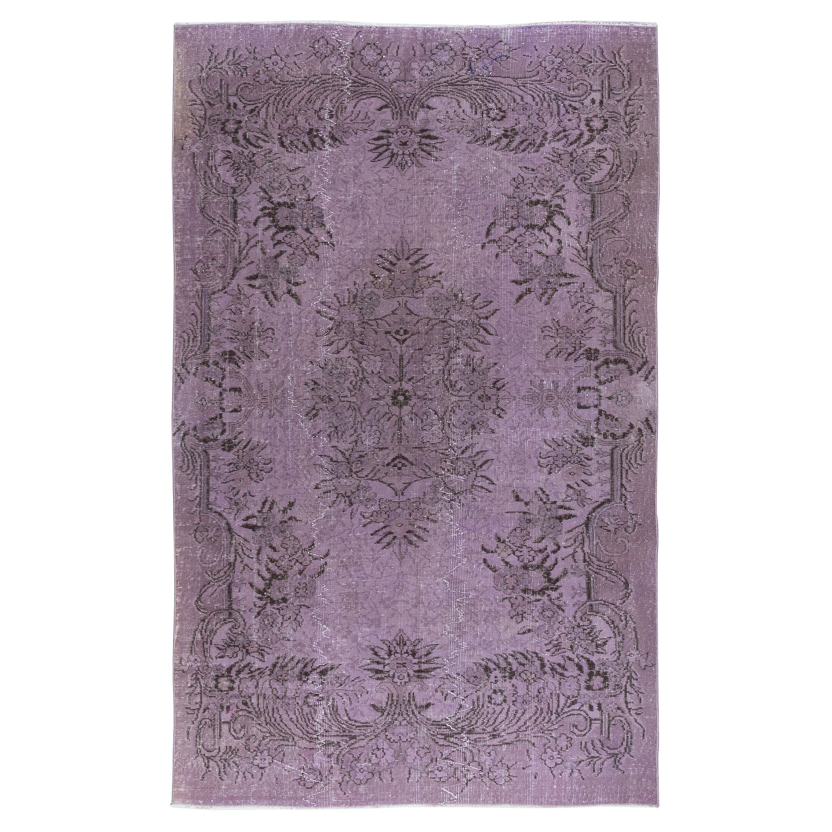 5.4x8.6 Ft Purple Area Rug for Modern Interiors, Hand-Knotted in Turkey