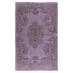 5.4x8.6 Ft Purple Area Rug for Modern Interiors, Hand-Knotted in Turkey