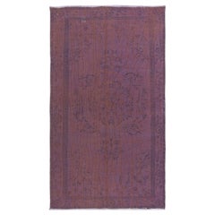 Tappeto turco vintage 4.6x8 Ft tinto in viola per interni moderni