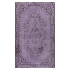 5.4x8.7 Ft Contemporary Anti-bacterial Area Rug in Lila, Hand Made in Turkey