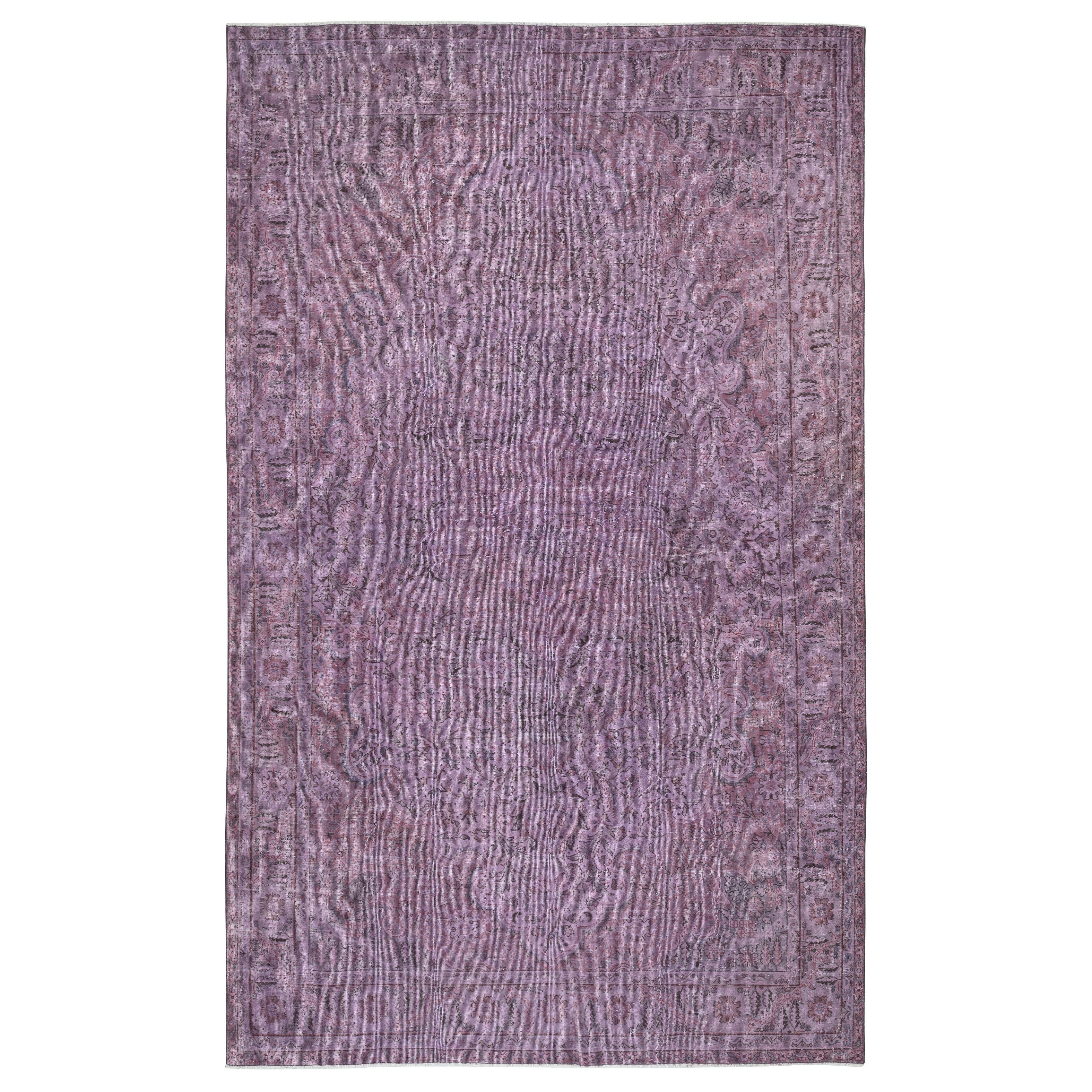 Alfombra moderna de lana, 7,5x12,2 pies, Hand Made in Turkey, Alfombra grande morada