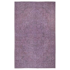 Alfombra moderna de lana, 7,5x12,2 pies, Hand Made in Turkey, Alfombra grande morada