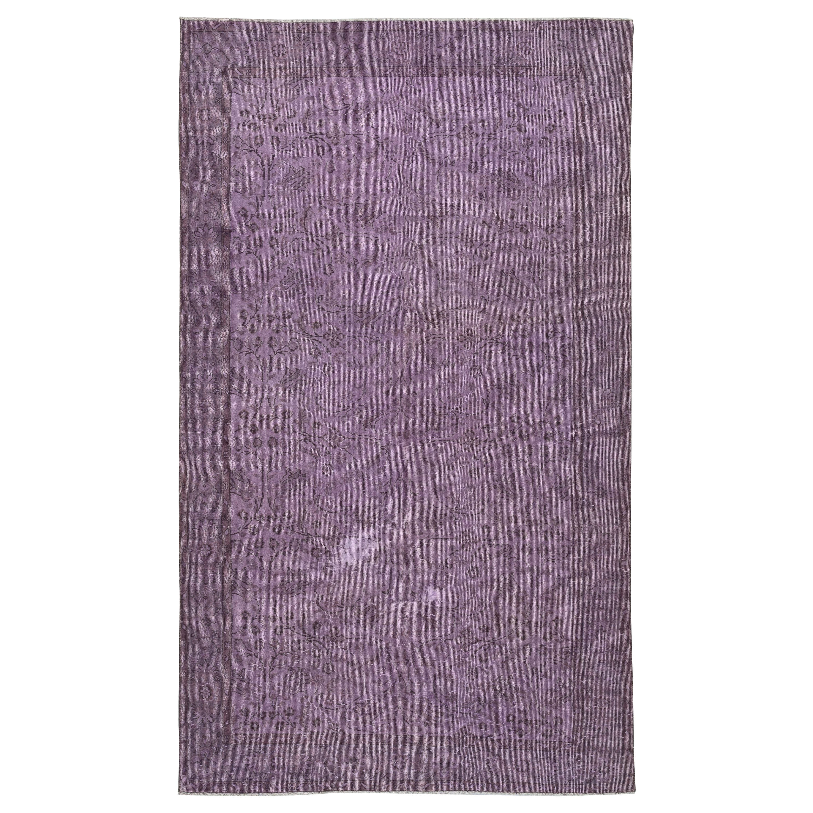 6x10 Ft Purple Colour Handmade Wool Rug from Turkey, Modern Home Decor (tapis de laine fait main en Turquie)