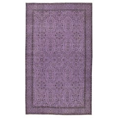 5.7x9.6 Ft Moderner handgeknüpfter türkischer Teppich mit Blumenmuster in lila Farbe, handgeknüpft