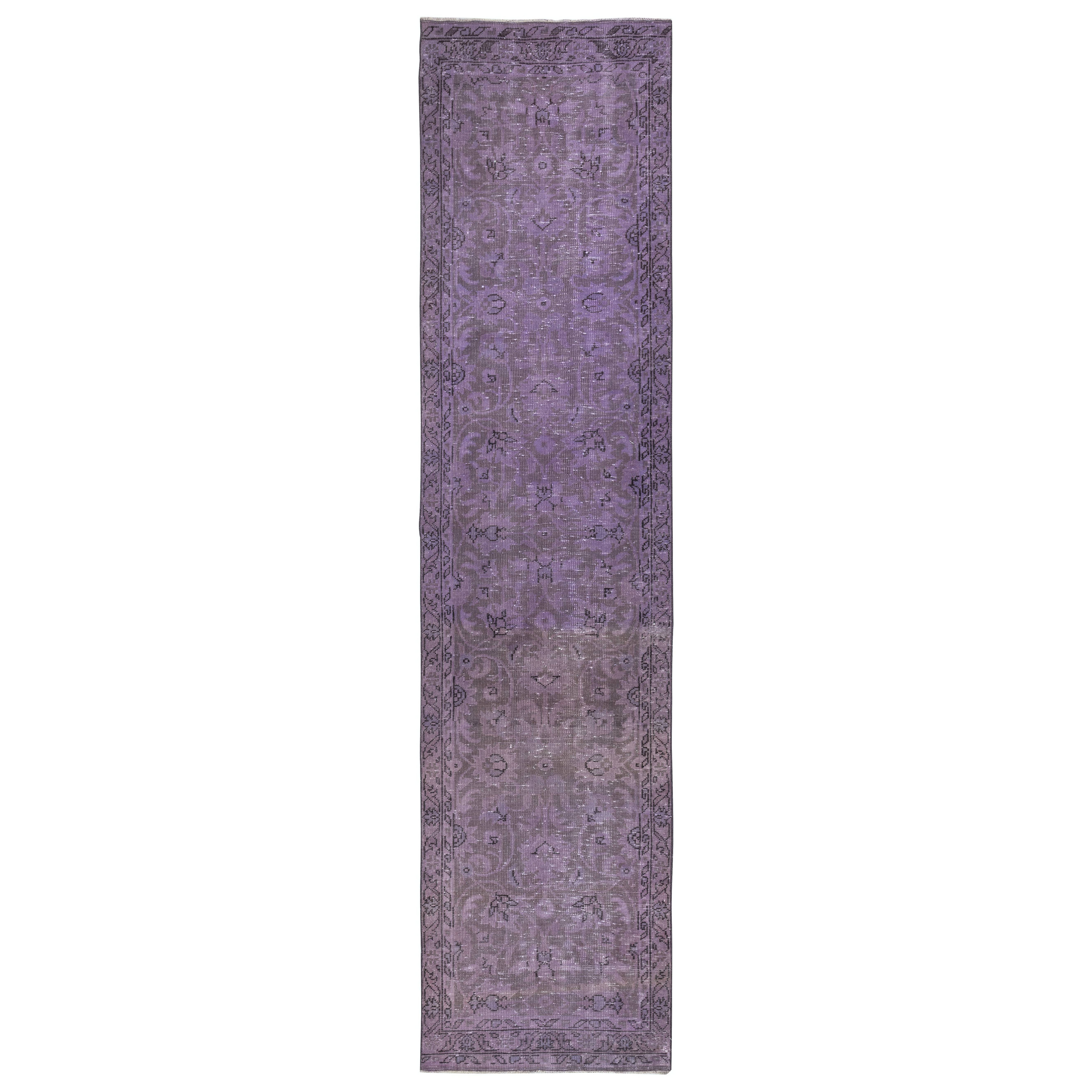 3x12 Ft Purple Hallway Runner. Kitchen Rug. Corridor Rug. Modern Stair Rug