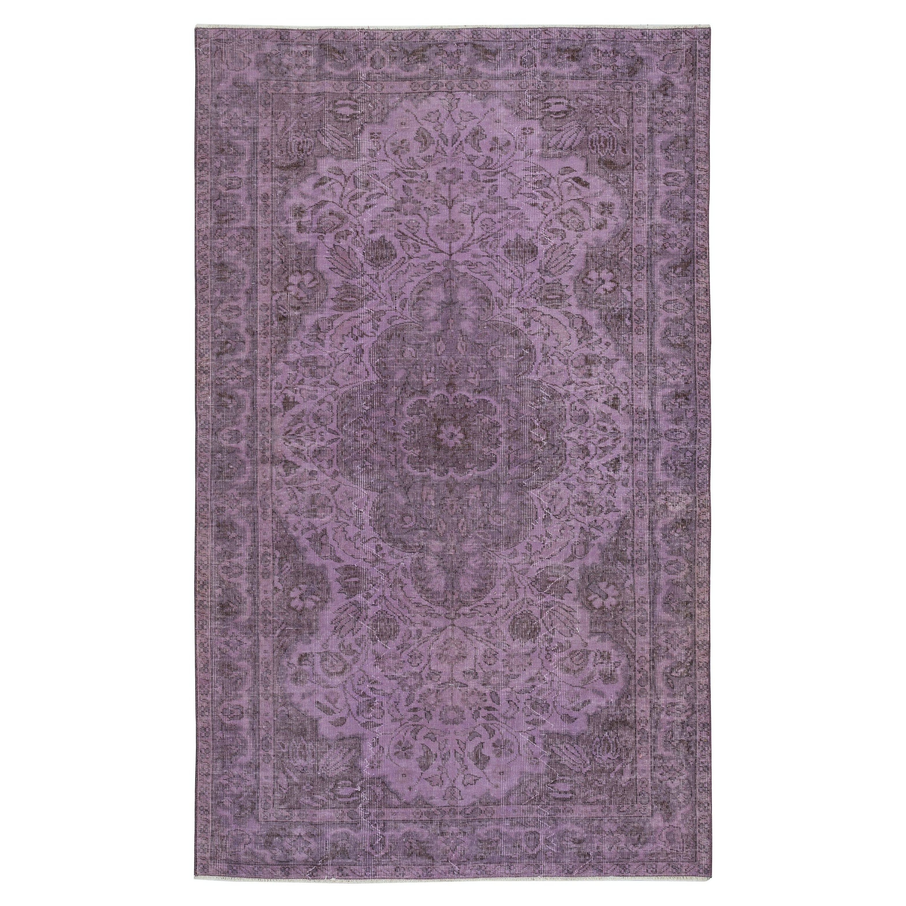 Handgefertigter lila Bodenteppich aus der Türkei, 5.3x8.6 Ft, handgefertigt, roter Teppich für das Wohnzimmer