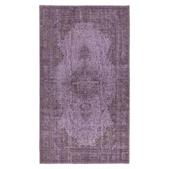 Tappeto vintage turco 5.2x9 Ft tinto in viola per interni moderni