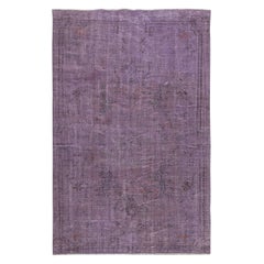 Tappeto moderno 4.8x7.5 Ft di colore viola, tappeto turco fatto a mano, arredamento per la casa bohémien