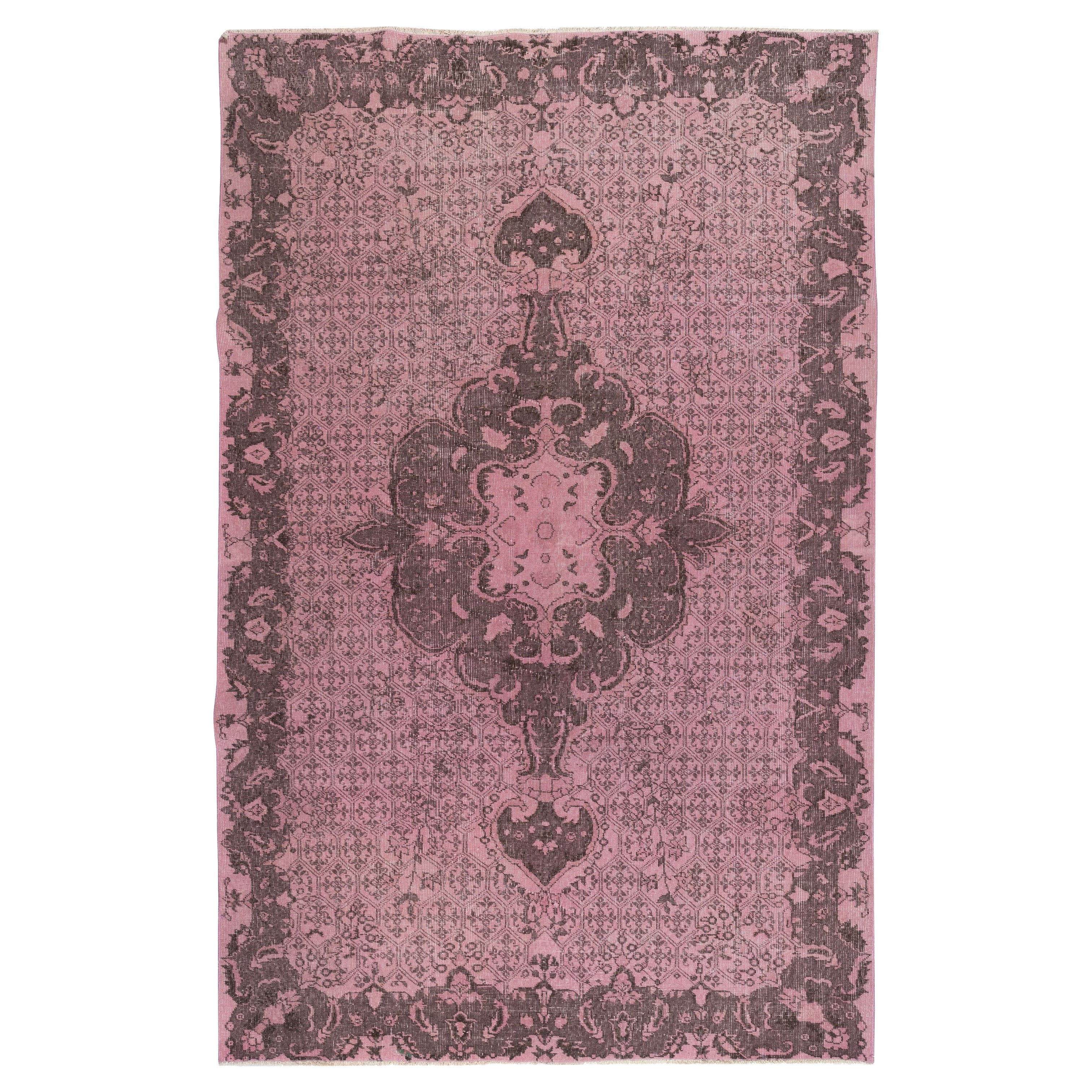 6.5x10 Ft Couleur rose Tapis de laine fait à la main en Turquie. Superbe intérieur moderne 4