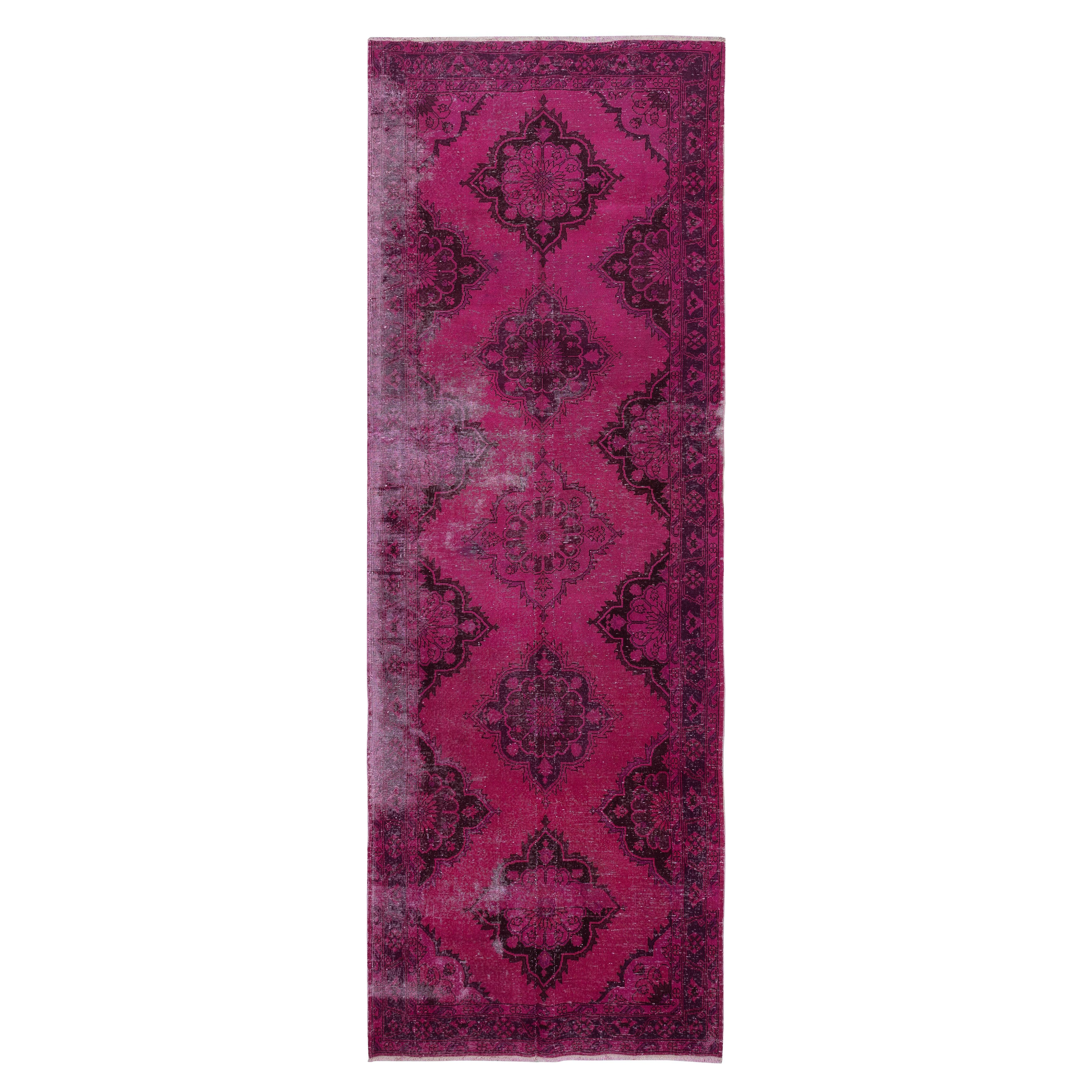 5x13.3 Ft Handmade Hallway Runner. Kitchen Rug. Corridor Rug. Pink Stair Rug