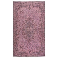 5.3x9.2 Ft Hand Knotted Turkish Wool Area Rug in Pink. Gift for Girls