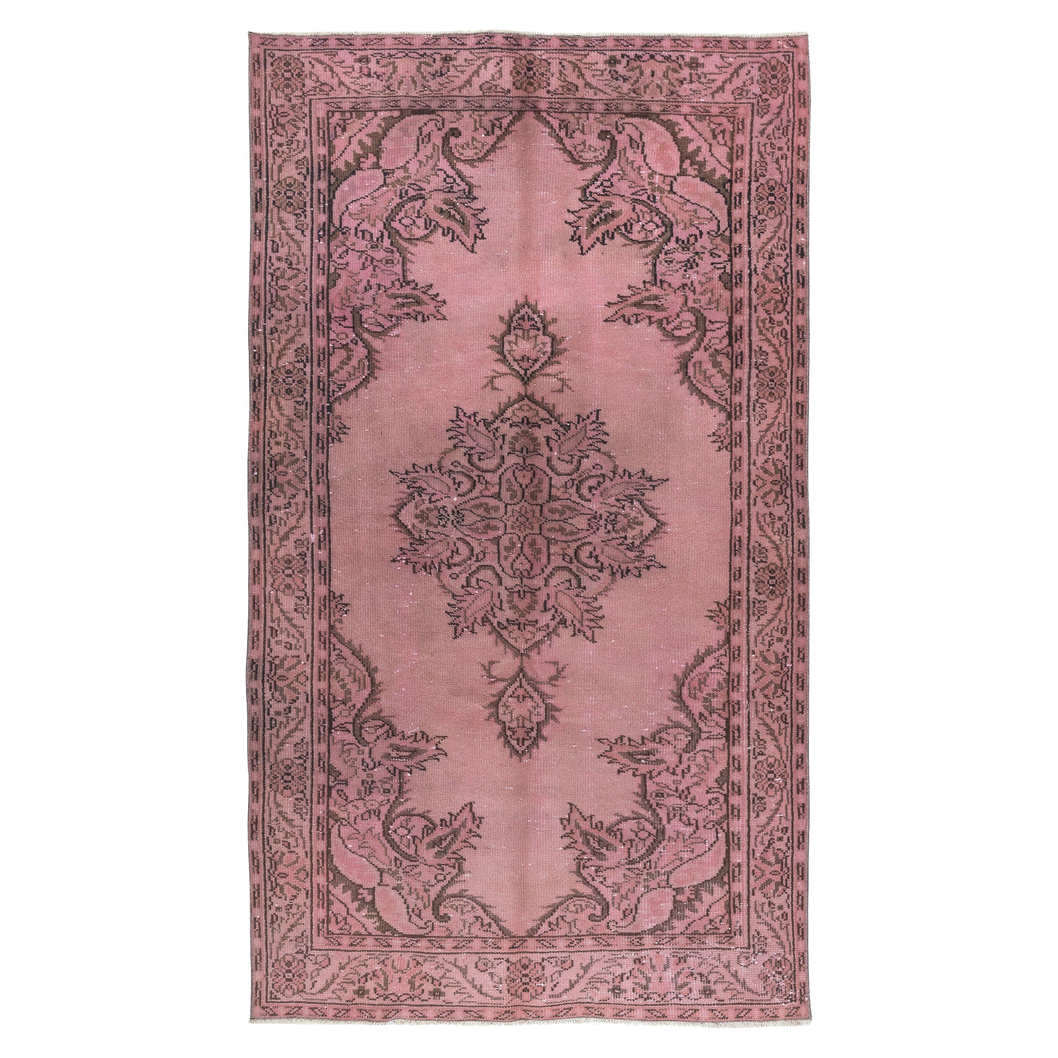 4.6x8.2 Ft Contemporary Wool Area Rug in Pink. Noué à la main en Turquie