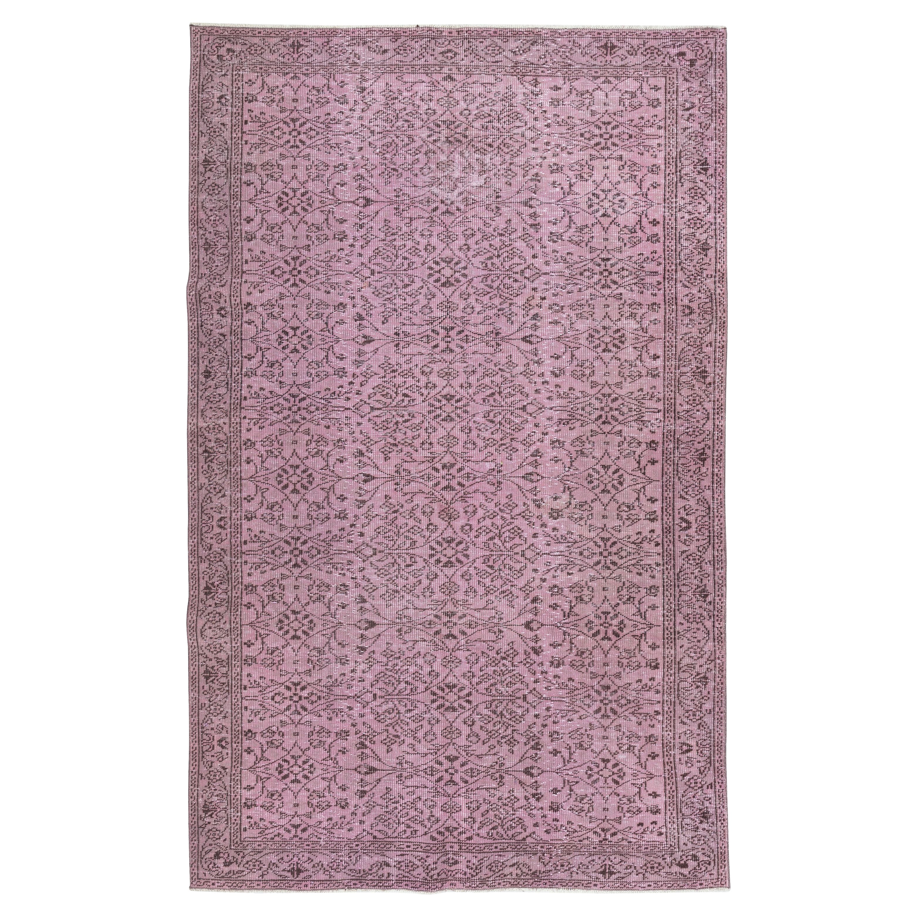 6x9.2 Ft Vintage Floral gemusterter Teppich in rosafarbenem Rot in Vintage-Farbe für moderne Innenräume