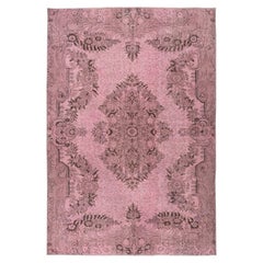6.4x9.4 Ft Pink Area Rug for Modern Interiors, Hand-Knotted in Turkey